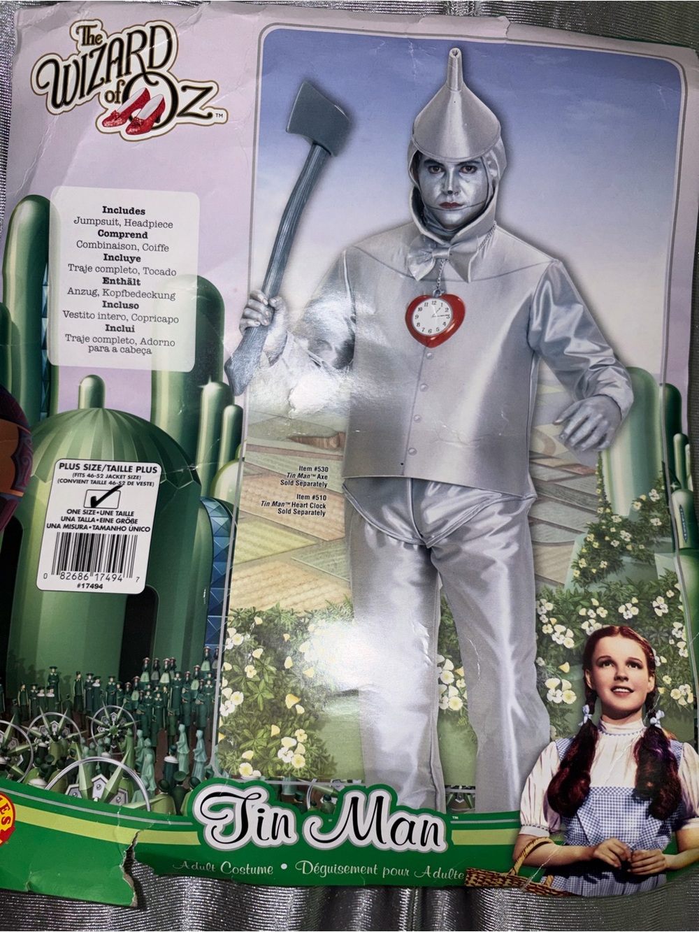 The Wizard of Oz Tin Man One-Piece Jumpsuit Costume Silver Polyester Plus Size